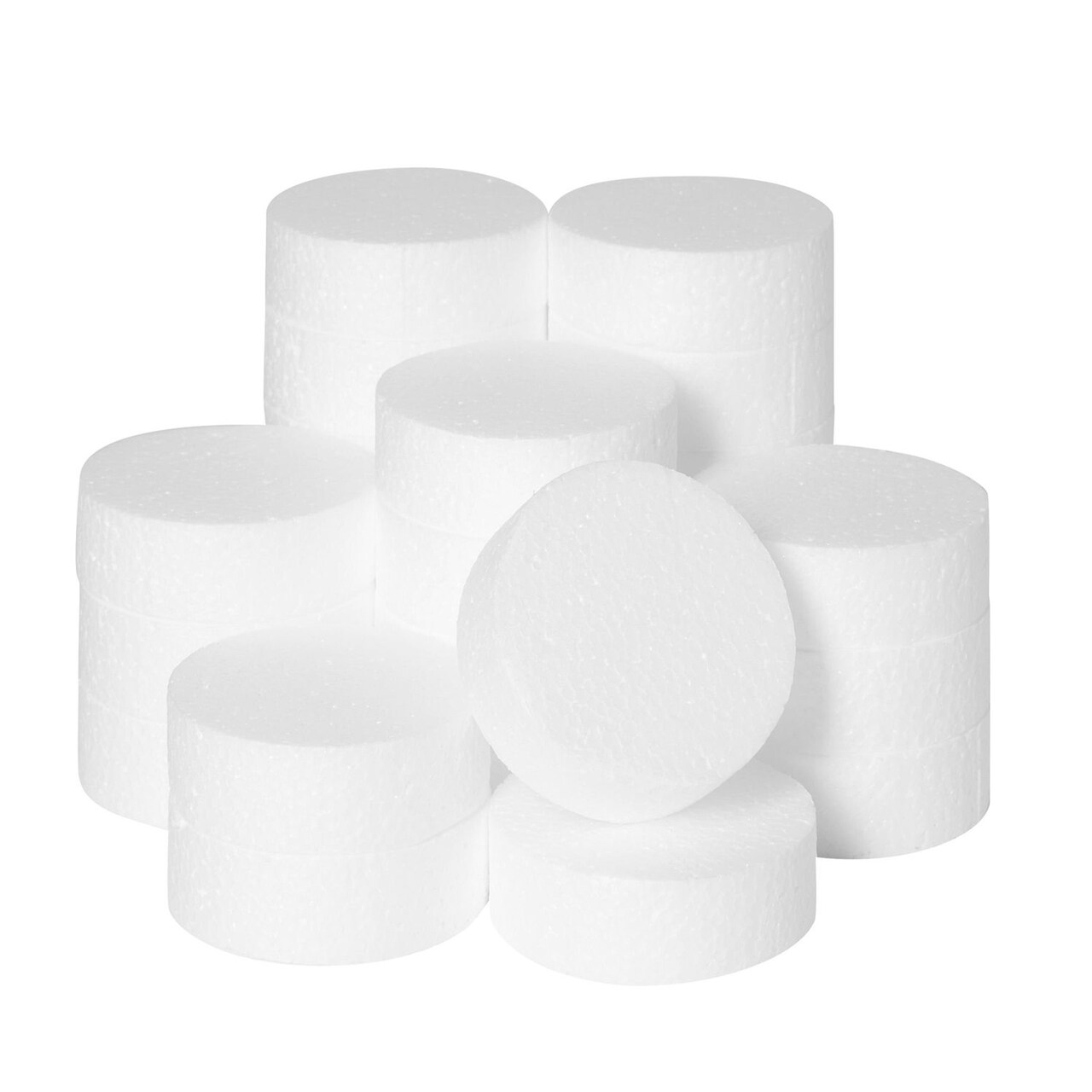 24 Pack Foam Circles for Crafts - 3 Inch Round Polystyrene Discs Foam for Crafts and DIY Projects (1 Inch Thick, White)